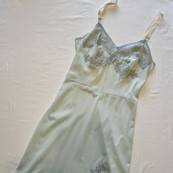 Y2K GRUNGE VINTAGE SLIP PALE BLUE GREEN, SMALL - Picture 3 of 8